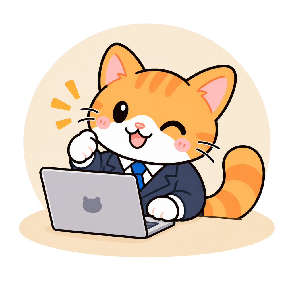 Soga, the orange cat mascot of initsoga apps, dressed as Chief Nap Officer